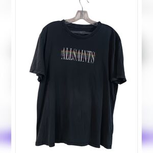 All Saints Black Tee with Multicolor Logo 2019